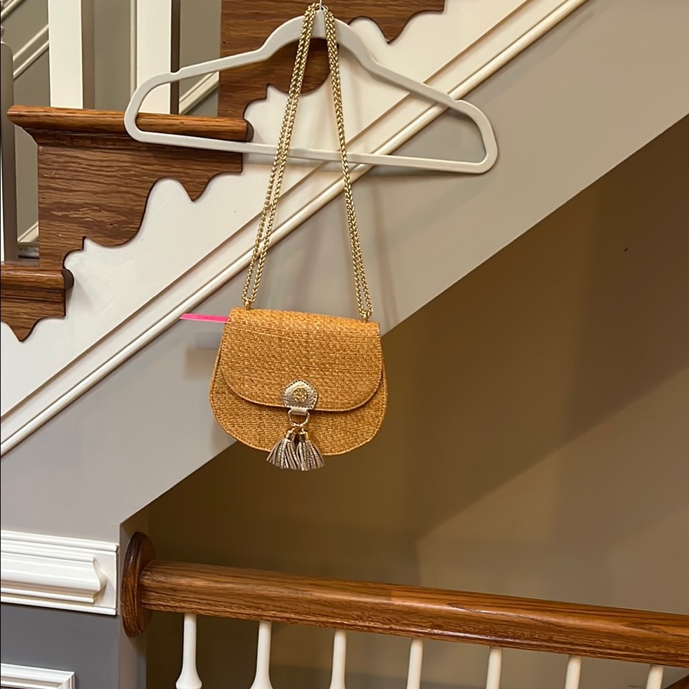 Lilly Pulitzer Gold Crossbody Saddle Bag